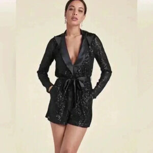 Sequin Tuxedo Romper Medium NWOT